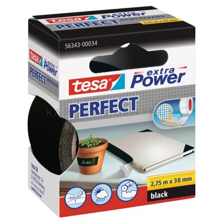 tesa Extra Power® Perfect extraerős szövetszalag 275-38, fekete
