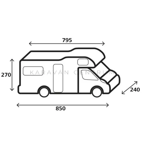 Camper Cover 12M Design alkóvos lakóautó téli-nyári védőponyva, 850 cm