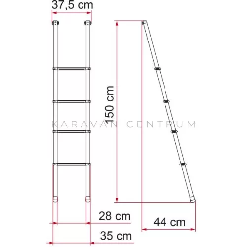 Fiamma DeLuxe 4B alkóvlétra, 150 cm