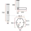 Lippert Astro 1 középen felhajtható asztalláb 720 mm, világosszürke