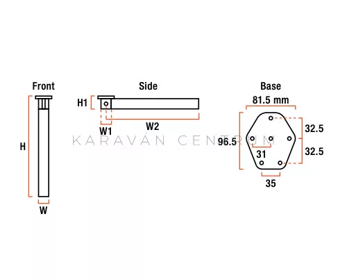 Lippert Astro 3 felhajtható asztalláb 720 mm, világosszürke