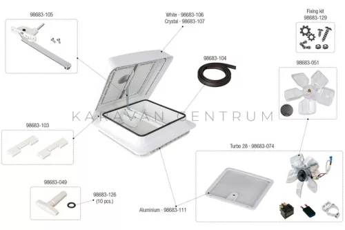 Fiamma Vent 28 tartalék tető crystal - 98683-107