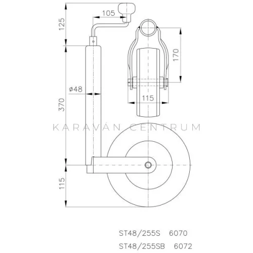 AL-KO ST48/255 orrkerék ø 225 x 70 mm, 150 kg
