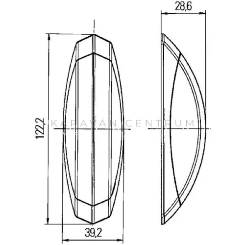 Hella ovális pozíciólámpa 122 x 29 mm, jobb oldali