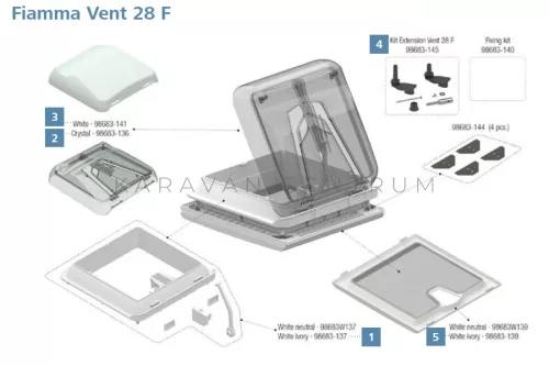 Fiamma Vent 28 F tartalék tető fehér - 98683-141