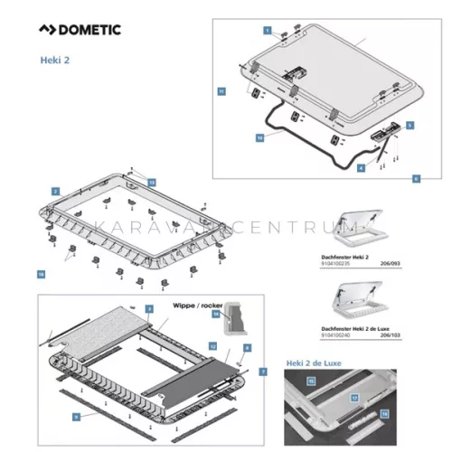 Dometic Heki 2 tartalék ablaktábla szerelvényekkel - 4460000083