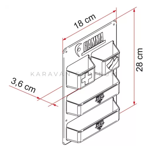 Fiamma szervizajtó falitartó, 18 x 28 x 3,6 cm