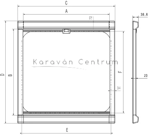 Dometic DB1R szúnyoghálós ablakroló,  680 x 630 mm