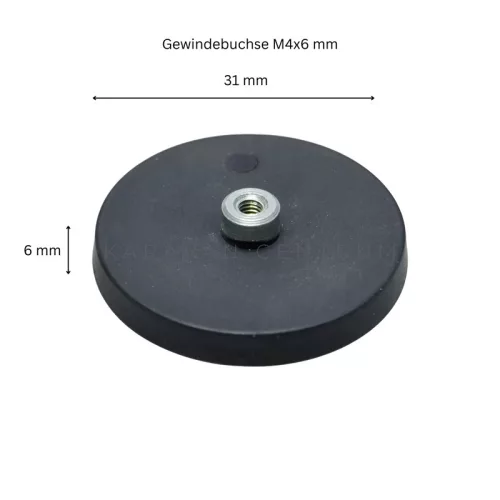 flexiMAGs mágnes ø 31 mm 4 db, fekete