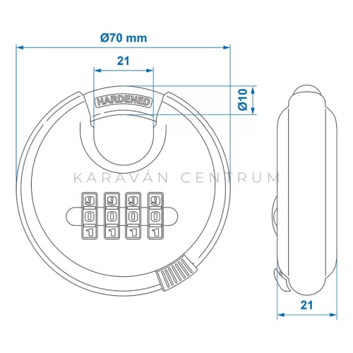 KC1317 számzáras biztonsági diszkosz lakat ø 70 x 20 mm