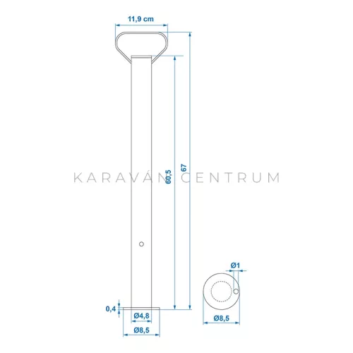 KC1515 utánfutó támasztó csőláb szett, ø 48 x 650 mm