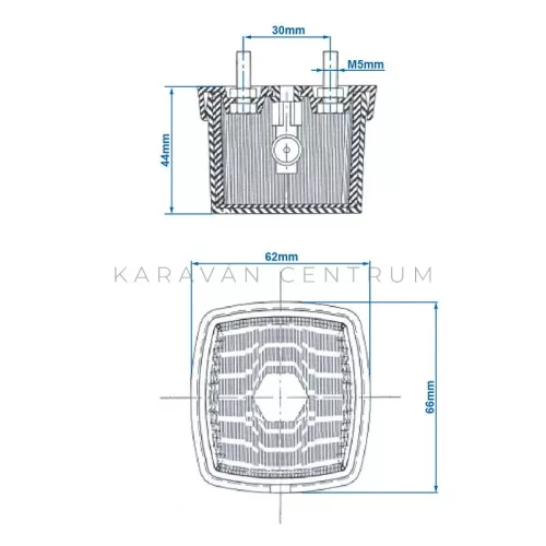 KC3701 első helyzetjelző lámpa 62 x 66 mm, fehér