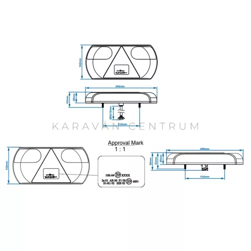 KC3946 LED hátsó lámpa 296 x 142 mm, jobb oldali